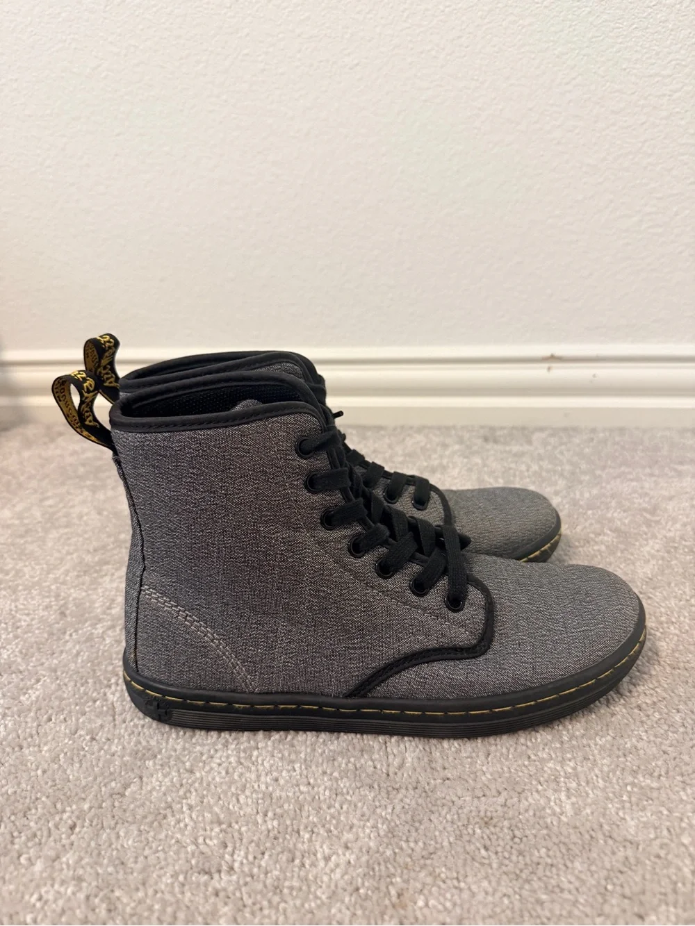 Dr Martens Shoreditch Grey Canvas Boots Womens 7